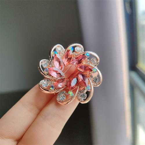 Tibetan Style Brooches, plated, fashion jewelry & with rhinestone, more colors for choice, nickel, lead & cadmium free, 45x45mm, Sold By PC