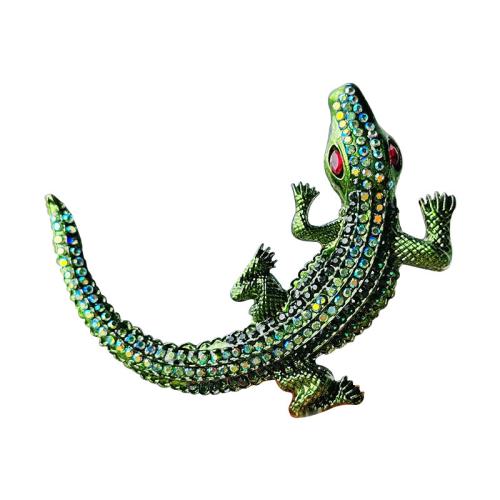 Tibetan Style Brooches, Crocodile, plated, fashion jewelry & with rhinestone, more colors for choice, nickel, lead & cadmium free, 70x62mm, Sold By PC