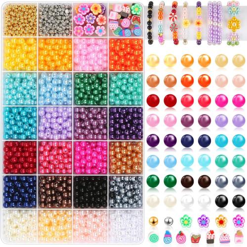 ABS Plastic Beads, with Polymer Clay, 28 cells & DIY, mixed colors, Sold By Box