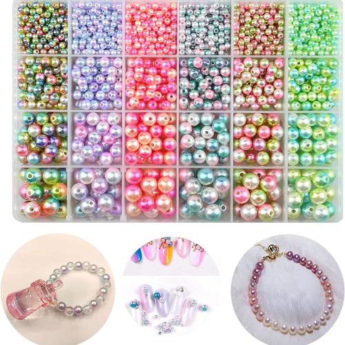 ABS Plastic Beads, stoving varnish, DIY & 24 cells, more colors for choice, Sold By Box