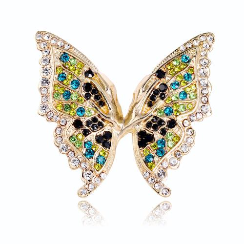 Tibetan Style Brooches, Butterfly, KC gold color plated, Unisex & enamel & with rhinestone, Sold By Box