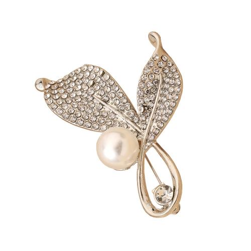 Zinc Alloy Brooches with Plastic Pearl plated for woman & with rhinestone Sold By PC