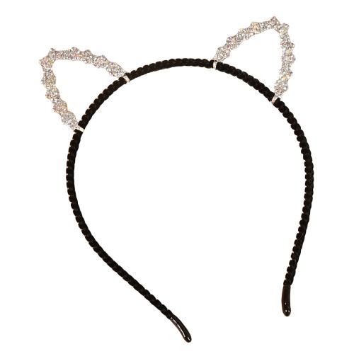 Cink Alloy Hair Band, s Tkanina, pozlaćen, različitih stilova za izbor & za žene & s Rhinestone, crn, Product size: 17*12, circumference 37cm, Prodano By PC