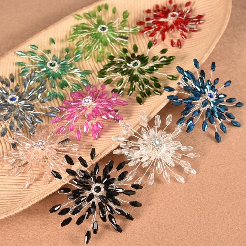 Tibetan Style Alligator Hair Clip, with Crystal & Brass, plated, for woman & with rhinestone, more colors for choice, 70x70mm, Sold By PC