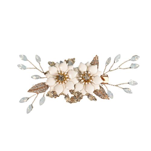 Tibetan Style Alligator Hair Clip, handmade, for woman & enamel & with rhinestone, gold, Sold By PC