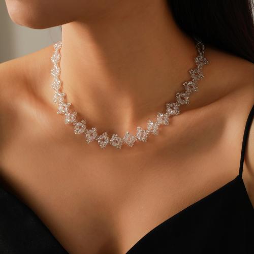 Collier de bijoux en alliage de zinc, avec résine, Placage, pour femme, argent, Longueur:Environ 31-40 cm, Vendu par PC