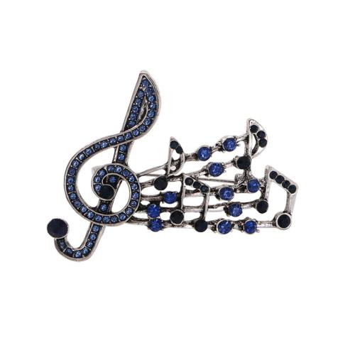 Zinc Alloy Brooches Music Note plated & for woman & with rhinestone Sold By PC