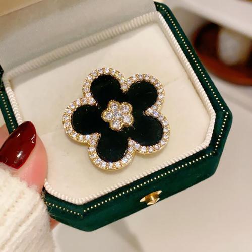 Tibetan Style Brooches, plated, for woman & with rhinestone, more colors for choice, 30x30mm, Sold By PC