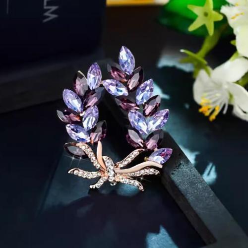 Zinc Alloy Brooches plated for woman & with rhinestone purple Sold By PC