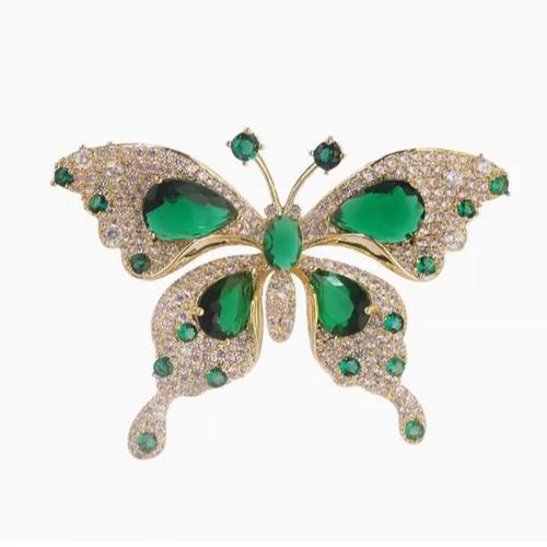 Tibetan Style Brooches, plated, for woman & with rhinestone, golden, Sold By PC