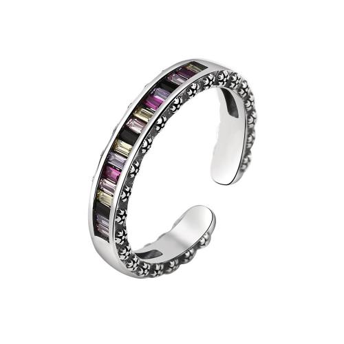 Cubic Zirconia Micro Pave Brass Ring, plated, micro pave cubic zirconia & for woman, silver color, Sold By PC