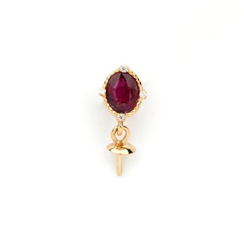 18K Gold Peg Bail, with Ruby, DIY & micro pave cubic zirconia, 11.35x4.71mm, Sold By PC