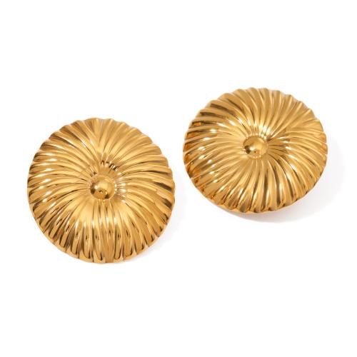 Stainless Steel Stud Earrings 304 Stainless Steel 18K gold plated fashion jewelry & for woman golden 40mm Sold By Pair