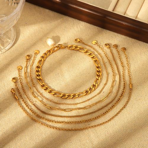 Anklet de acero inoxidable, acero inoxidable 304, 18K chapado en oro, Joyería & diferentes estilos para la opción & para mujer, dorado, Vendido por UD