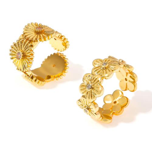 Cúbicos Circonia Micro Pave anillo de latón, metal, chapado en color dorado, diferentes estilos para la opción & micro arcilla de zirconia cúbica & para mujer, dorado, Vendido por UD