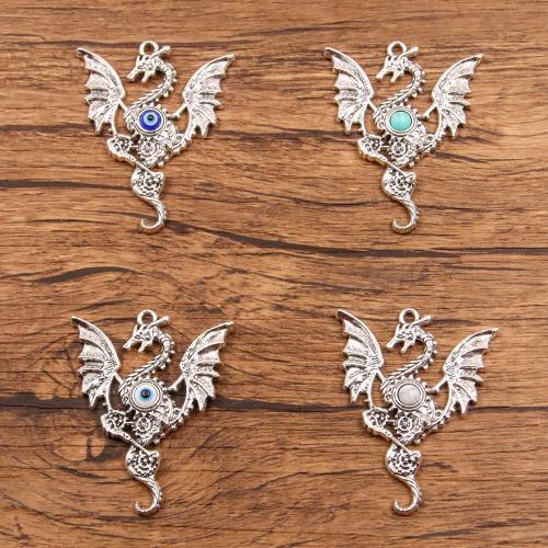 Tibetan Style Animal Pendants, Dragon, antique silver color plated, DIY, more colors for choice, nickel, lead & cadmium free, 37x48mm, Hole:Approx 2mm, Approx 100PCs/Bag, Sold By Bag