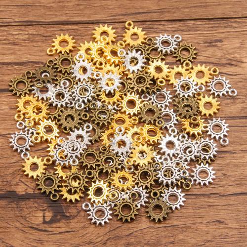 Ciondoli in lega di zinco, lega in zinco, Gear Wheel, placcato, DIY, nessuno, assenza di nichel,piombo&cadmio, 11x15mm, Foro:Appross. 1mm, Appross. 100PC/borsa, Venduto da borsa