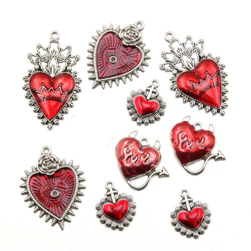 Tibetan Style Heart Pendants, antique silver color plated, DIY & different size for choice & enamel, more colors for choice, nickel, lead & cadmium free, Approx 100PCs/Bag, Sold By Bag