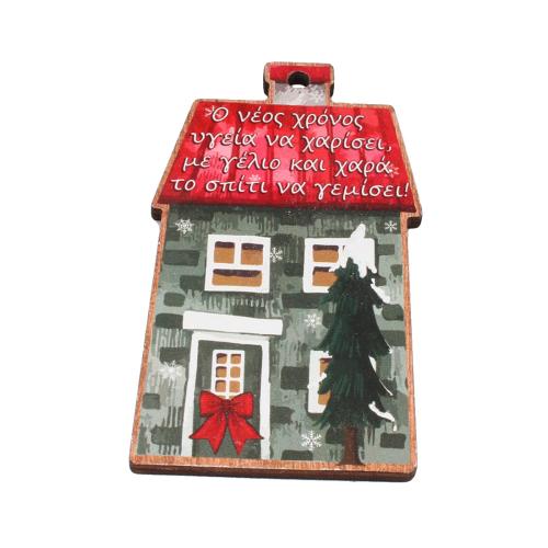 Wood Pendants, House, printing, Christmas Design & DIY, 49x85x4mm, Hole:Approx 3.5mm, Sold By PC