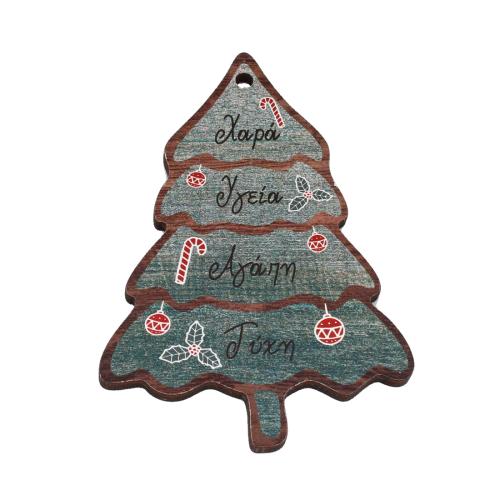 Wood Pendants, Christmas Tree, printing, Christmas Design & DIY, 65x95x3.50mm, Hole:Approx 3.5mm, Sold By PC