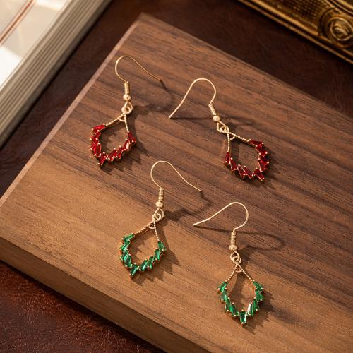 Brass Drop Earring, gold color plated, micro pave cubic zirconia & for woman, more colors for choice, nickel, lead & cadmium free, Sold By Pair