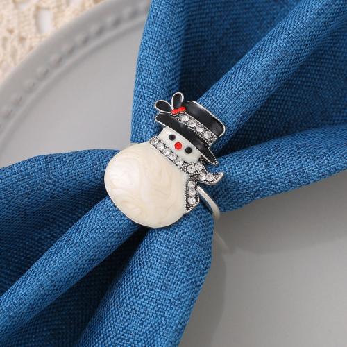 Tibetan Style Napkin Ring, plated, Christmas Design & enamel & with rhinestone, nickel, lead & cadmium free, Sold By PC