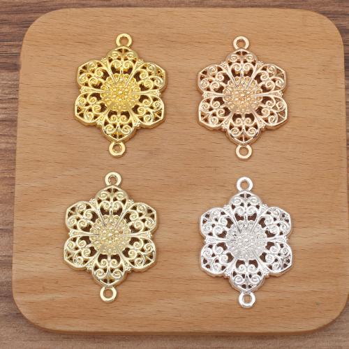 Tibetan Style Connector, Flower, plated, DIY & 1/1 loop, more colors for choice, nickel, lead & cadmium free, 28x40mm, Sold By PC