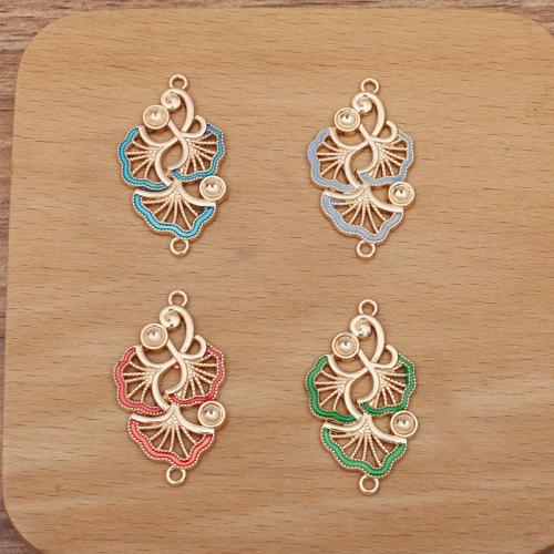 Tibetan Style Connector, Ginkgo Leaf, plated, DIY & different styles for choice & enamel & 1/1 loop, more colors for choice, nickel, lead & cadmium free, 20x35mm, Sold By PC