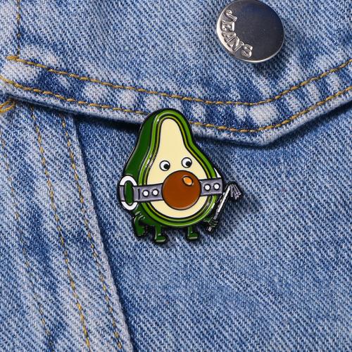 Zinc Alloy Brooches Avocado plated cute & enamel green nickel lead & cadmium free Sold By PC