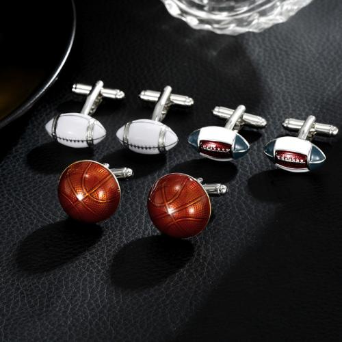 Cufflinks Zinc Alloy silver color plated & for man & enamel nickel lead & cadmium free Sold By Pair