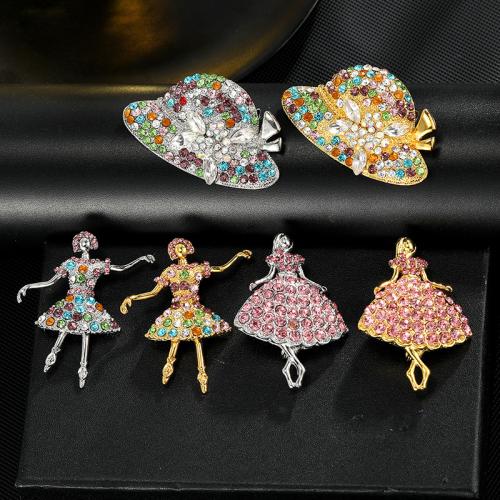 Broches de liga de zinco, banhado, Vario tipos a sua escolha & para mulher & com strass, Mais cores pare escolha, níquel, chumbo e cádmio livre, vendido por PC