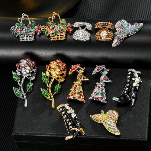 Tibetan Style Brooches, plated, different styles for choice & for woman & with rhinestone, more colors for choice, nickel, lead & cadmium free, Sold By PC