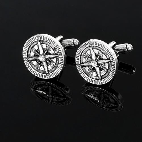 Cufflinks Zinc Alloy Round silver color plated for man nickel lead & cadmium free Sold By Pair