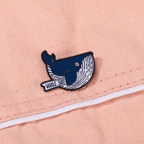 Zinc Alloy Brooches Whale plated cute & enamel blue nickel lead & cadmium free Sold By PC