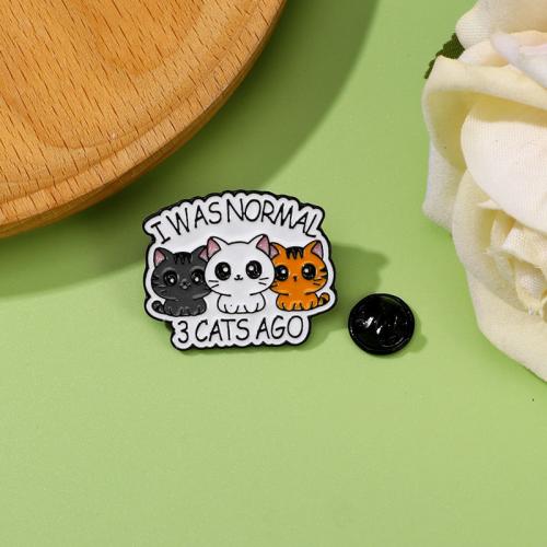 Zinc Alloy Brooches Cat plated cute & enamel mixed colors nickel lead & cadmium free Sold By PC