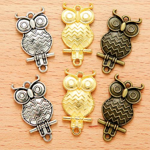 Animal Zinc Alloy Connector Owl plated DIY & 1/1 loop Sold By Bag