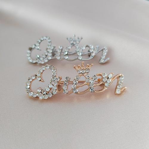 Zinc Alloy Brooches Alphabet Letter plated fashion jewelry & with rhinestone nickel lead & cadmium free Sold By PC