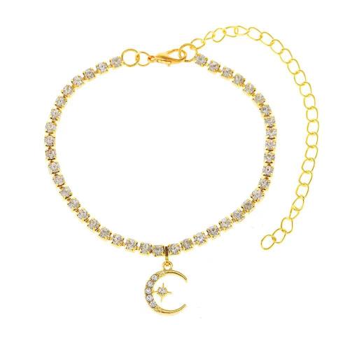 Tibetan Style Anklet, with 10cm extender chain, plated, fashion jewelry & with rhinestone, more colors for choice, nickel, lead & cadmium free, Length:21.2 cm, Sold By PC