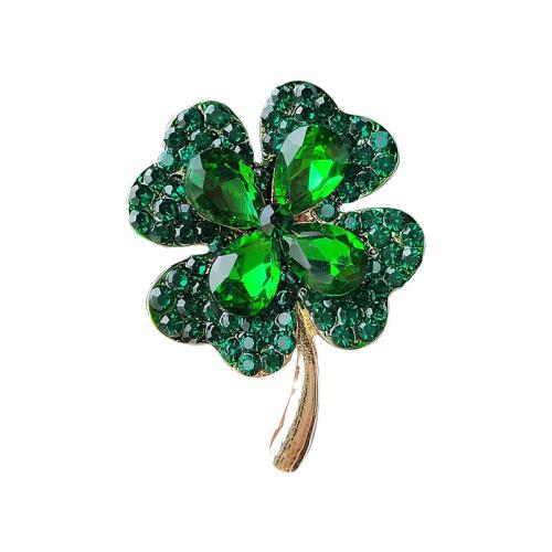 Zinc Alloy Brooches Grass plated fashion jewelry & with rhinestone nickel lead & cadmium free Sold By PC