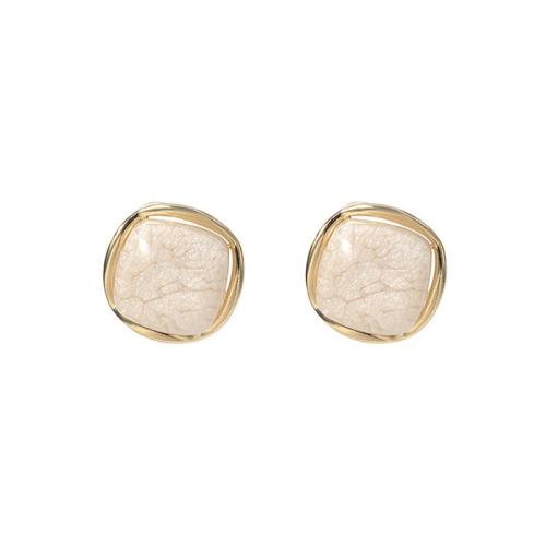 Tibetan Style Stud Earring, with Acrylic, gold color plated, fashion jewelry, golden, nickel, lead & cadmium free, 20x20mm, Sold By Pair