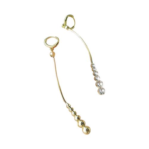 Boucles d'oreilles en alliage de zinc, Placage de couleur d'or, bijoux de mode & avec strass, doré, protéger l'environnement, sans nickel, plomb et cadmium, 6x90mm, Vendu par paire