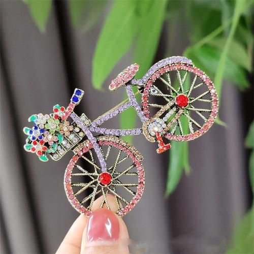 Zinc Alloy Brocher, Bike, forgyldt, mode smykker & med rhinestone, flere farver til valg, nikkel, bly & cadmium fri, 72x50mm, Solgt af PC