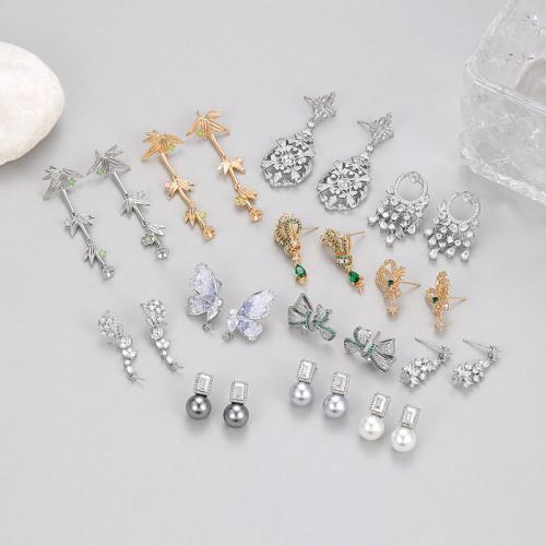 Brass Stud Earring, plated, fashion jewelry & different styles for choice & for woman, more colors for choice, Sold By Pair