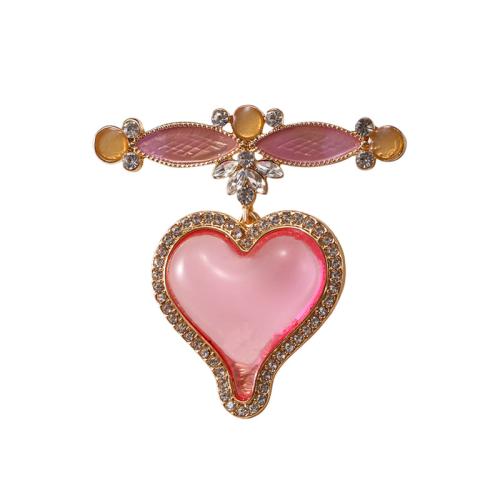 Zinc Alloy Brooches with Resin plated for woman & with rhinestone pink Sold By PC