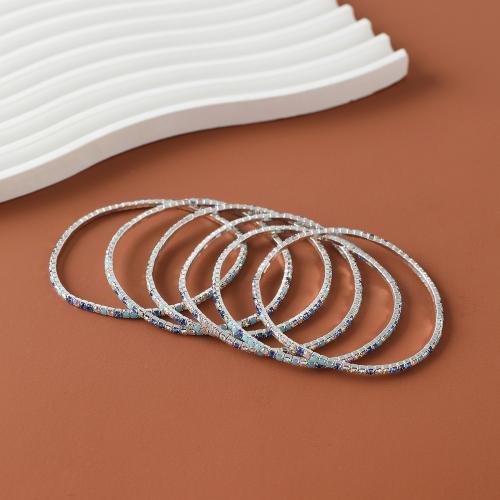 Zinklegierung Armband, plattiert, für Frau & mit Strass, blau, Länge:ca. 18 cm, 6PCs/Menge, verkauft von Menge