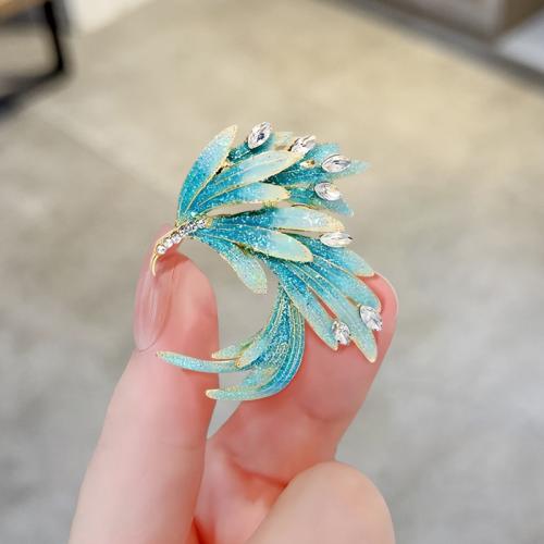 Zinc Alloy Brooches Phoenix plated for woman & enamel & with rhinestone blue Sold By PC