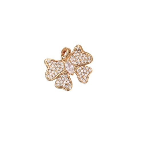 Cubic Zirconia Micro Pave Brass Pendant, Bowknot, plated, DIY & micro pave cubic zirconia, more colors for choice, 23mm, Sold By PC