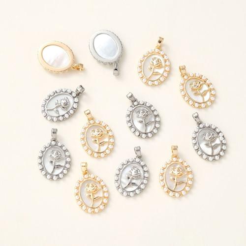 Brass Jewelry Pendants, with Shell & Plastic Pearl, plated, DIY, more colors for choice, Sold By PC