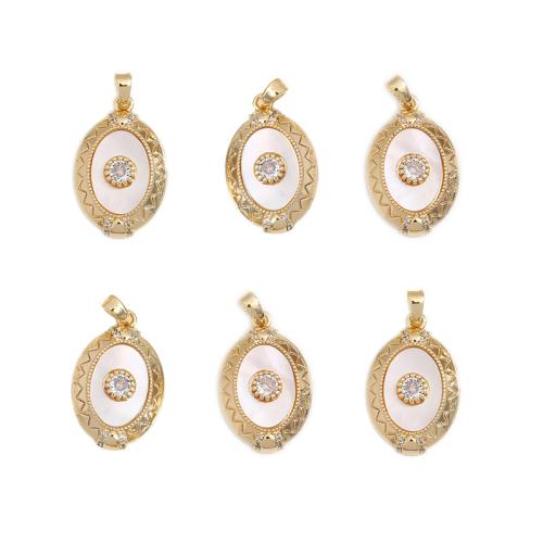 Brass Jewelry Pendants with Shell plated DIY & with rhinestone Sold By PC