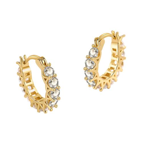 Cubic Zirconia Micro Pave Brass Earring plated micro pave cubic zirconia & for woman Sold By Pair